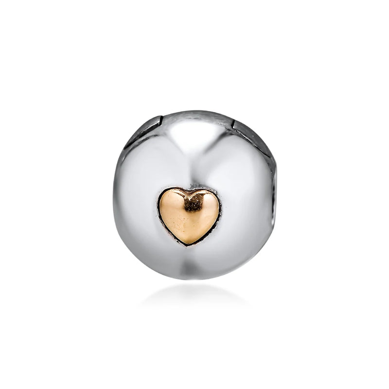 925 Sterling Silver Heart Clip K Charm for DIY Bracelets