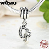 925 Sterling Silver Interlocking Love Heart Charm With Clear CZ