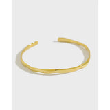 925 Silver Concave Surface Bangle Bracelet for Women