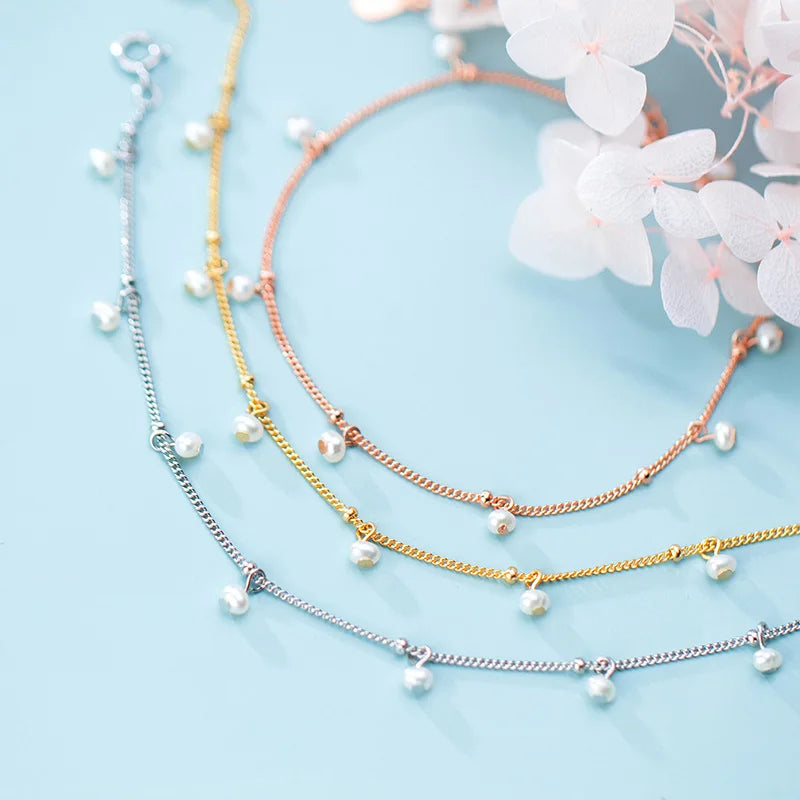 925 Silver Shell Pearl Beads Charm Bracelets for Women