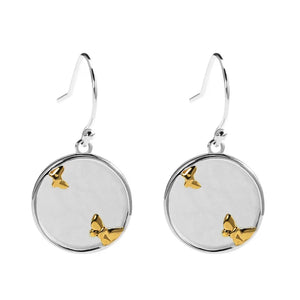 925 Silver Jade Earrings Chinese Butterfly Round Small Hanging EH123