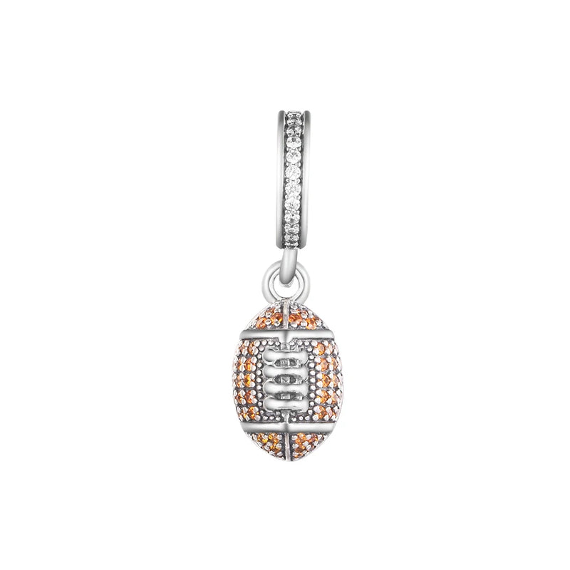 925 Silver Football Dangle Charm Pendant for Bracelet