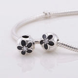 925 Silver Enamel Flower Clip Charm Fits Bracelet & Necklace