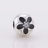 925 Silver Enamel Flower Clip Charm Fits Bracelet & Necklace