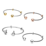 925 Silver Snake Chain Open Cuff Bracelet for Women