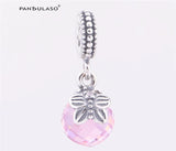 925 Silver Pink Stone Dangle Charm Beads for Bracelet & Choker