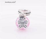925 Silver Pink Stone Dangle Charm Beads for Bracelet & Choker