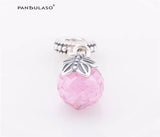 925 Silver Pink Stone Dangle Charm Beads for Bracelet & Choker
