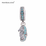 925 Sterling Silver Seahorse Dangle Bead for Bracelet & Choker