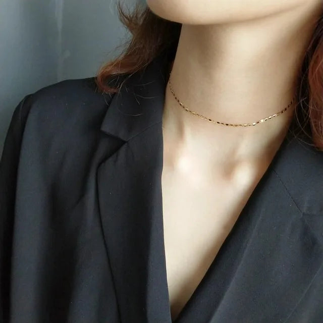 925 Sterling Silver Chain Choker Necklace for Women