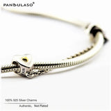 925 Silver Heart & Crown Safety Chain Beads for Charm Bracelet