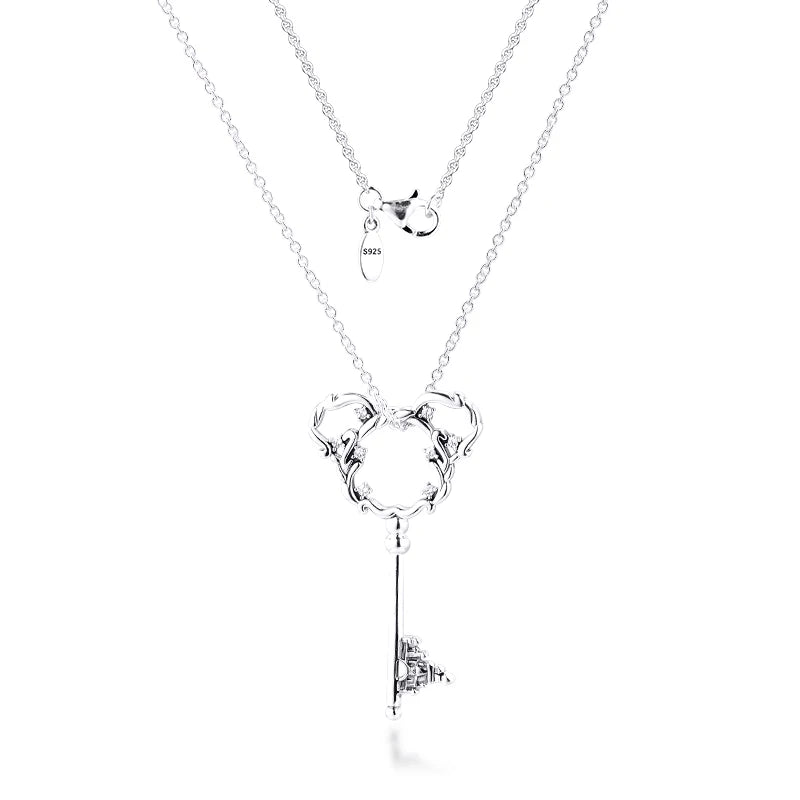 925 Sterling Silver Mouse Fantasyland Castle Key Necklace