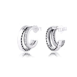 925 Silver Pave Double Hoop Earrings