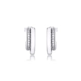925 Silver Pave Double Hoop Earrings