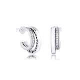925 Silver Pave Double Hoop Earrings
