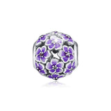 925 Silver Purple Flower Charms Bracelets Beads