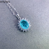 925 Silver Jewelry Set Oval Paraiba Tourmaline Emerald Pendant 8*10mm