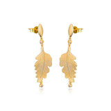 925 Sterling Silver Shine Oak Leaf Earrings