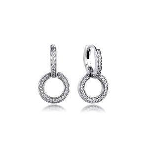 925 Silver Sparkling Double Hoop Earrings