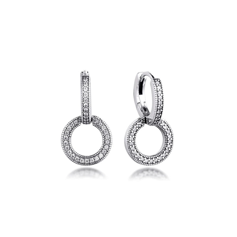 925 Silver Sparkling Double Hoop Earrings