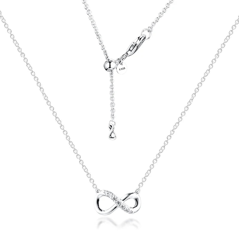 925 Silver Infinity Necklace Sparkling Collier