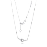 925 Sterling Silver Sparkling Wishbone Heart Collier Necklace