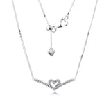 925 Sterling Silver Sparkling Wishbone Heart Collier Necklace