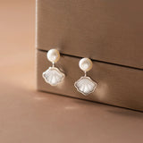 925 Silver Shell Pearl Stud Earrings For Women