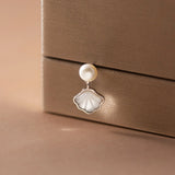 925 Silver Shell Pearl Stud Earrings For Women