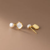 925 Silver Shell Pearl Stud Earrings For Women