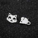 925 Silver Leaf Earrings Bohemian Small Dolphin Bar Mouse Stud Bee Girls Jewerly