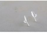 925 Sterling Silver Leaves Stud Earrings For Women Girl