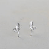 925 Sterling Silver Leaves Stud Earrings For Women Girl