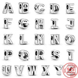 925 Sterling Silver Letter A-Z Beads for Bracelets&Bangles