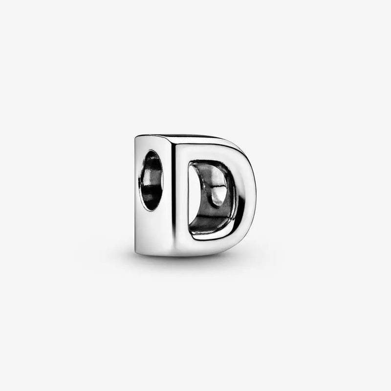 925 Sterling Silver Letter D Charm Beads for Women Fits Charms Bracelet
