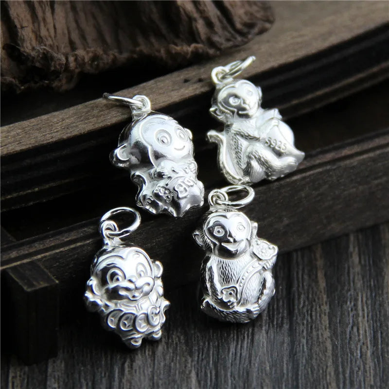 925 Sterling Silver Little Monkeys Charms for Bracelet & Necklace