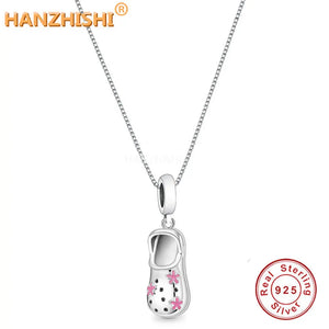 925 Silver Little Flower Shoes Necklace for Girlfriend Sister Birthday Gift