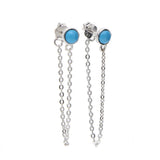 925 Sterling Silver Chain Turquoise Stone Earrings