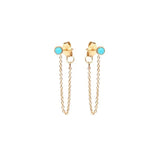 925 Sterling Silver Chain Turquoise Stone Earrings