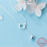 925 Silver Long Bell Cat Necklace Fine Jewelry Women