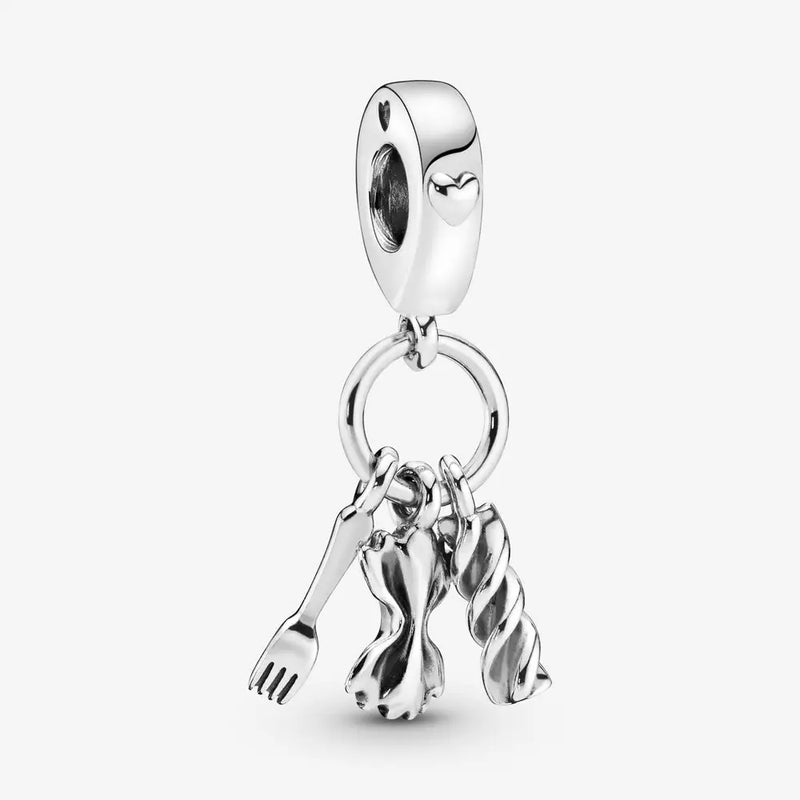 925 Silver Love Pasta Dangle Charm Beads for Jewelry Making