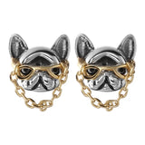 925 Silver French Bulldog Dog Small Stud Earrings for Women
