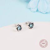 925 Silver March Aqua Eternity Stud Earrings