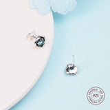 925 Silver March Aqua Eternity Stud Earrings