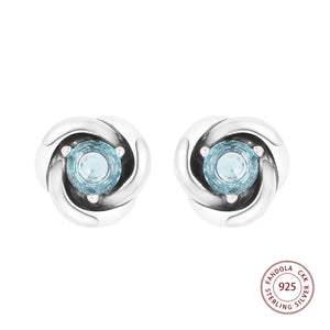 925 Silver March Aqua Eternity Stud Earrings