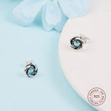 925 Silver March Aqua Eternity Stud Earrings