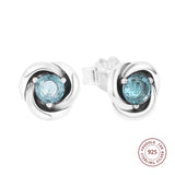 925 Silver March Aqua Eternity Stud Earrings