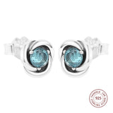 925 Silver March Aqua Eternity Stud Earrings