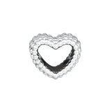 925 Sterling Silver Open Heart Charm Fits Europe Bracelet DIY Jewelry