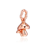 925 Silver Rose Mushrooms Dangle Charm Europe Bracelet DIY Jewelry
